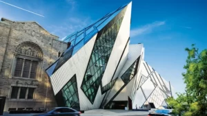 The architecture form of a futuristic museum with 75 percent aluminum cladding, with the remaining 25 percent being glass-Immersive Architecture.
