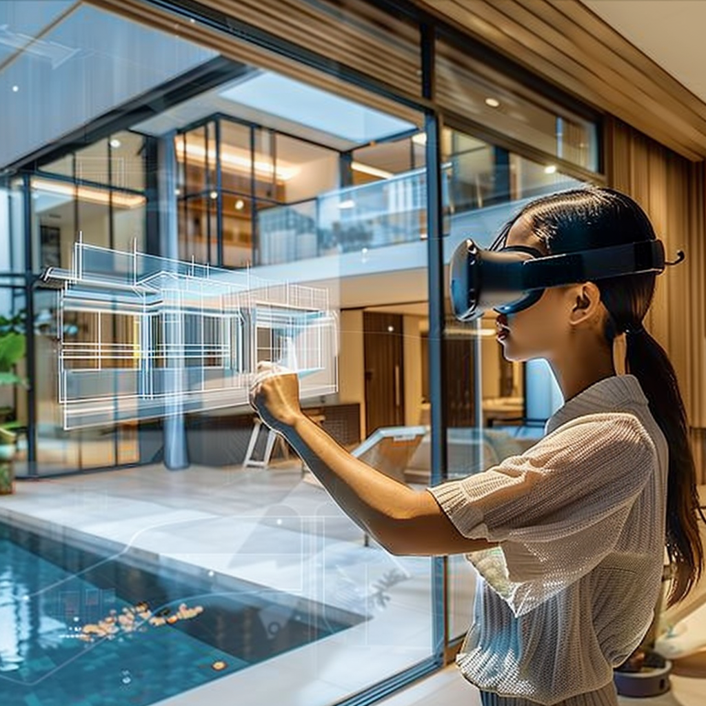 AR Development Services for new generation. a young girl close to window testing the AR product