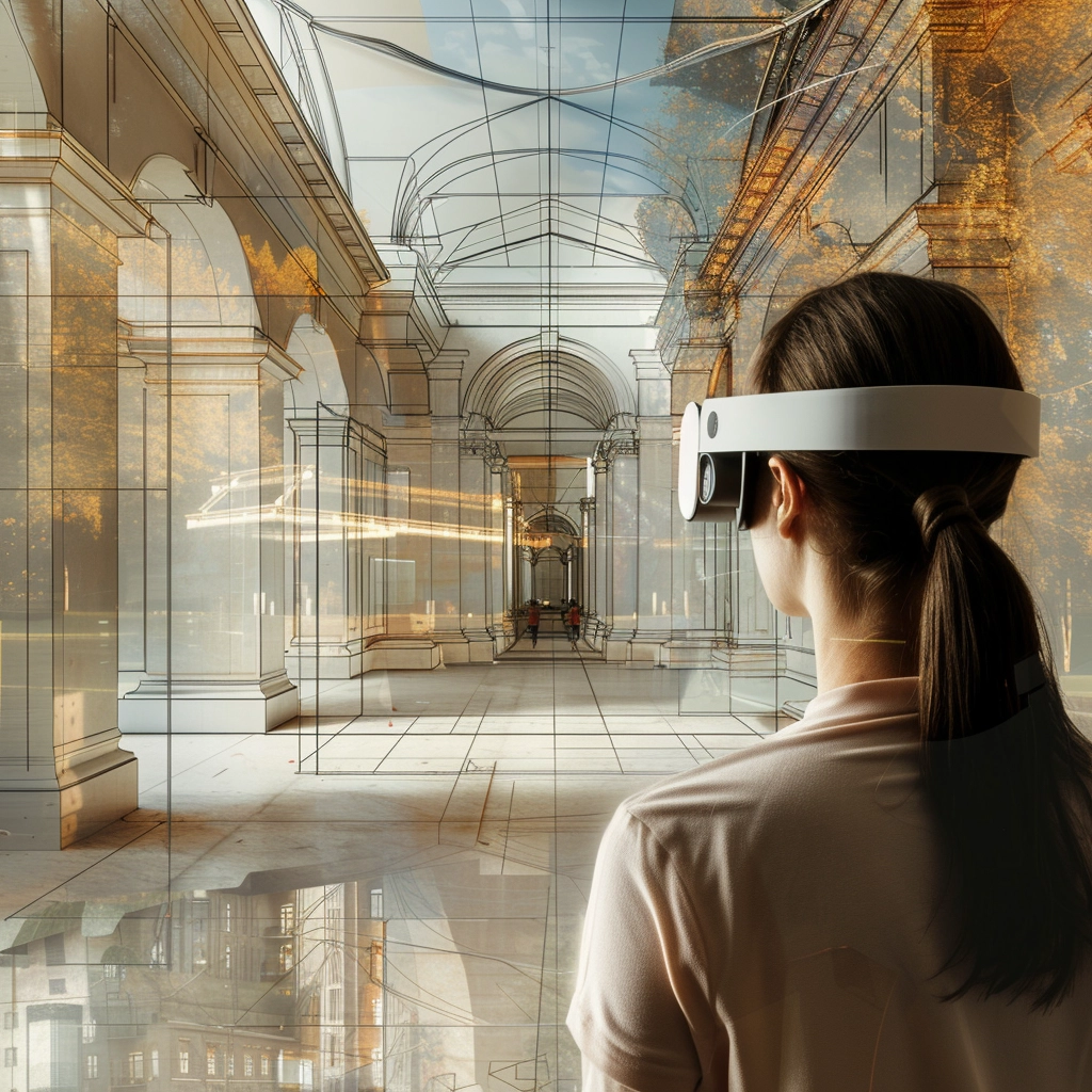 A GIRL TRIES TO RXPERIENCE Exterior & interior visualizing in AR AS THE AR technology solutions 