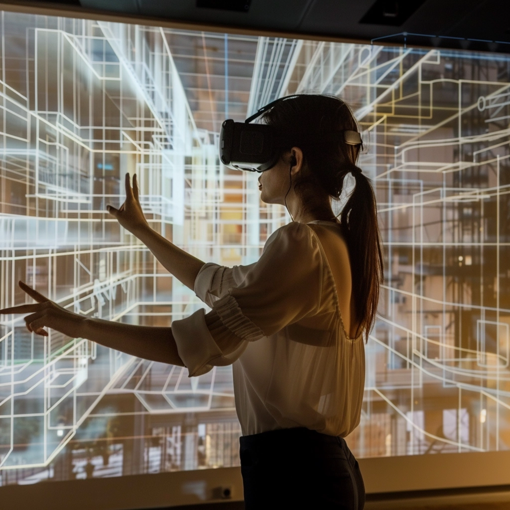 Augmented Reality in Architecture experience for young woman