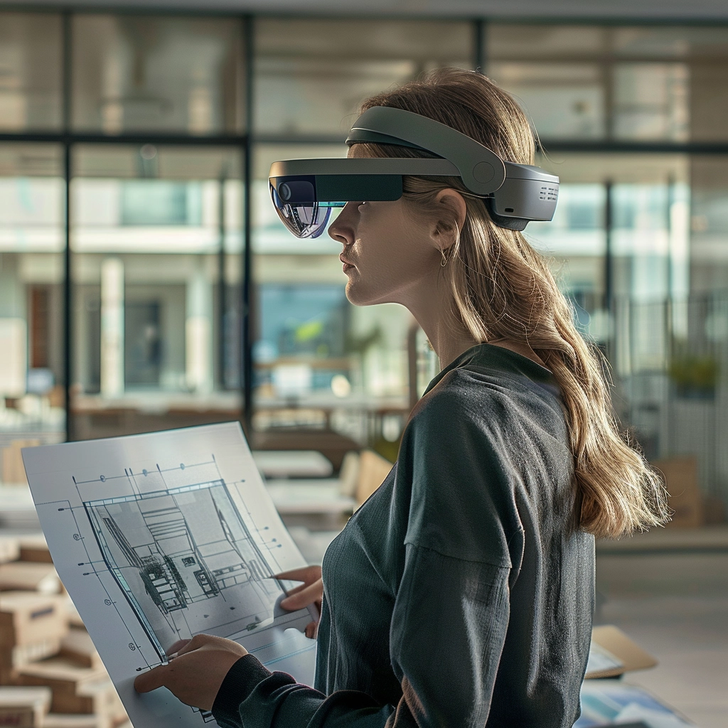 Augmented Reality Architectural Visualization A YOUNG WOMAN USES THE HEADSET