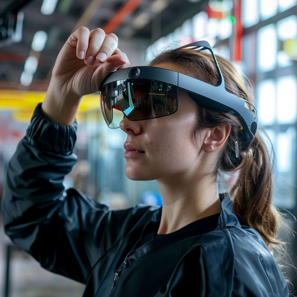 Augmented Reality Studio, A YOUNG WOMAN USES THE HEADSET AR