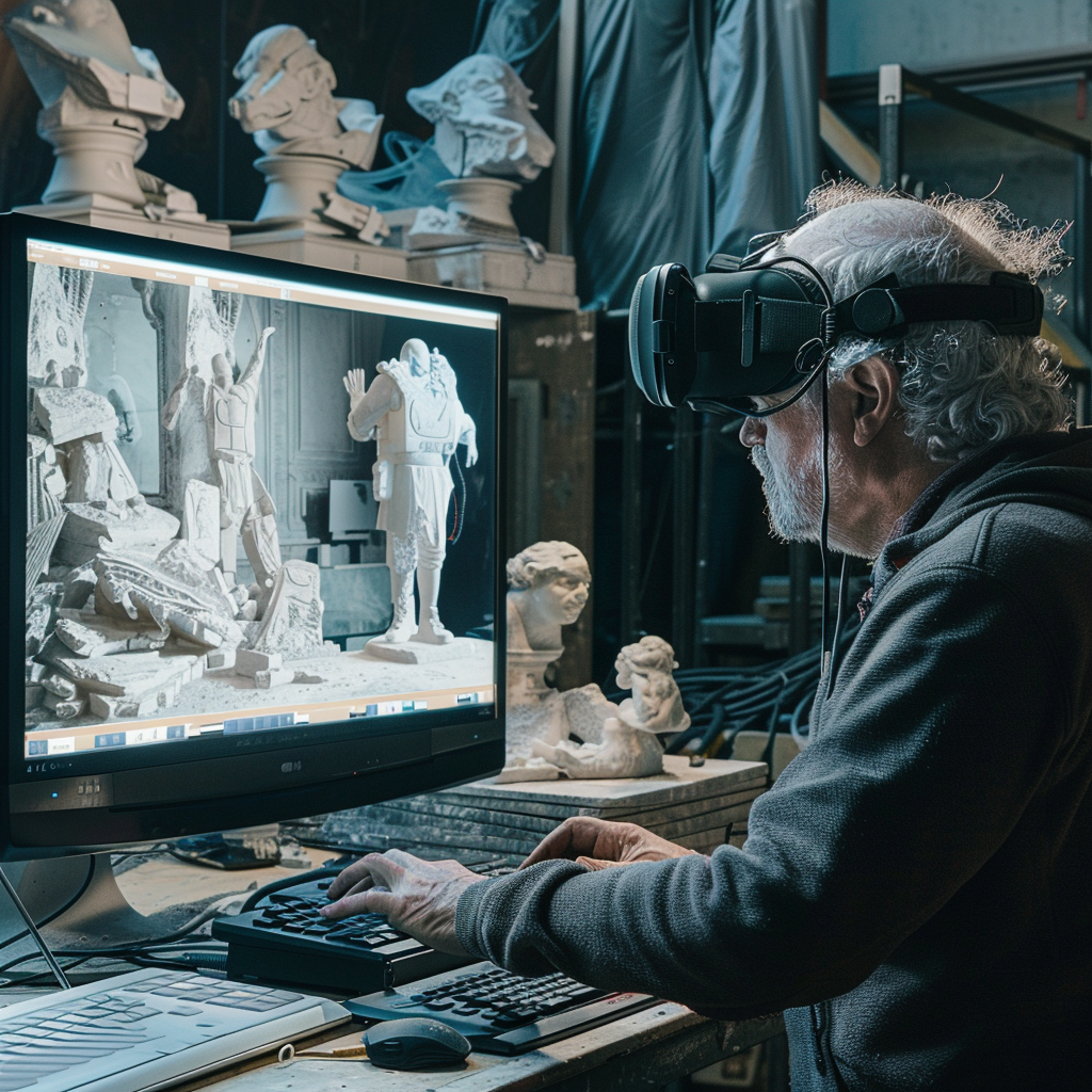 Augmented Reality Studio AN OLD MAN WORKS IN OFFICE