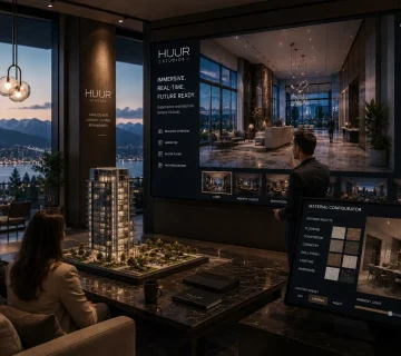 HUUR Studios immersive visualization technology in Vancouver luxury real estate sales suite with interactive architectural experience and real time configurator