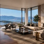 AI real estate tools showing modern Vancouver sales suite with interactive property visualization display and daylight interior