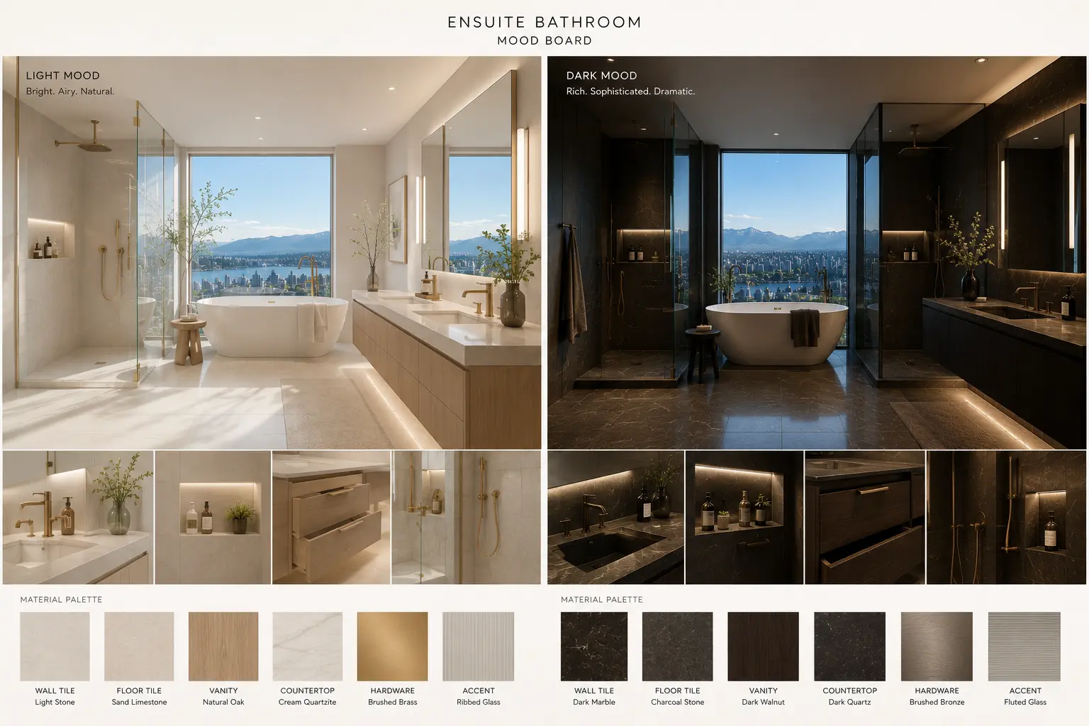 real-time visualization platform showing configurable Vancouver penthouse interior in daylight rendering