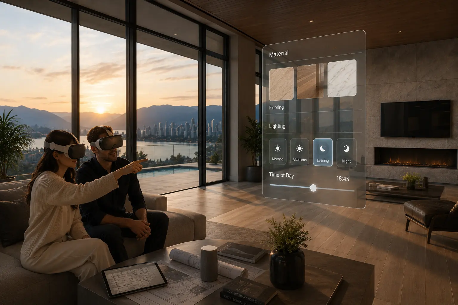 Client exploring a photorealistic virtual architectural environment through immersive walkthrough technology, demonstrating the difference between seeing and feeling a space.